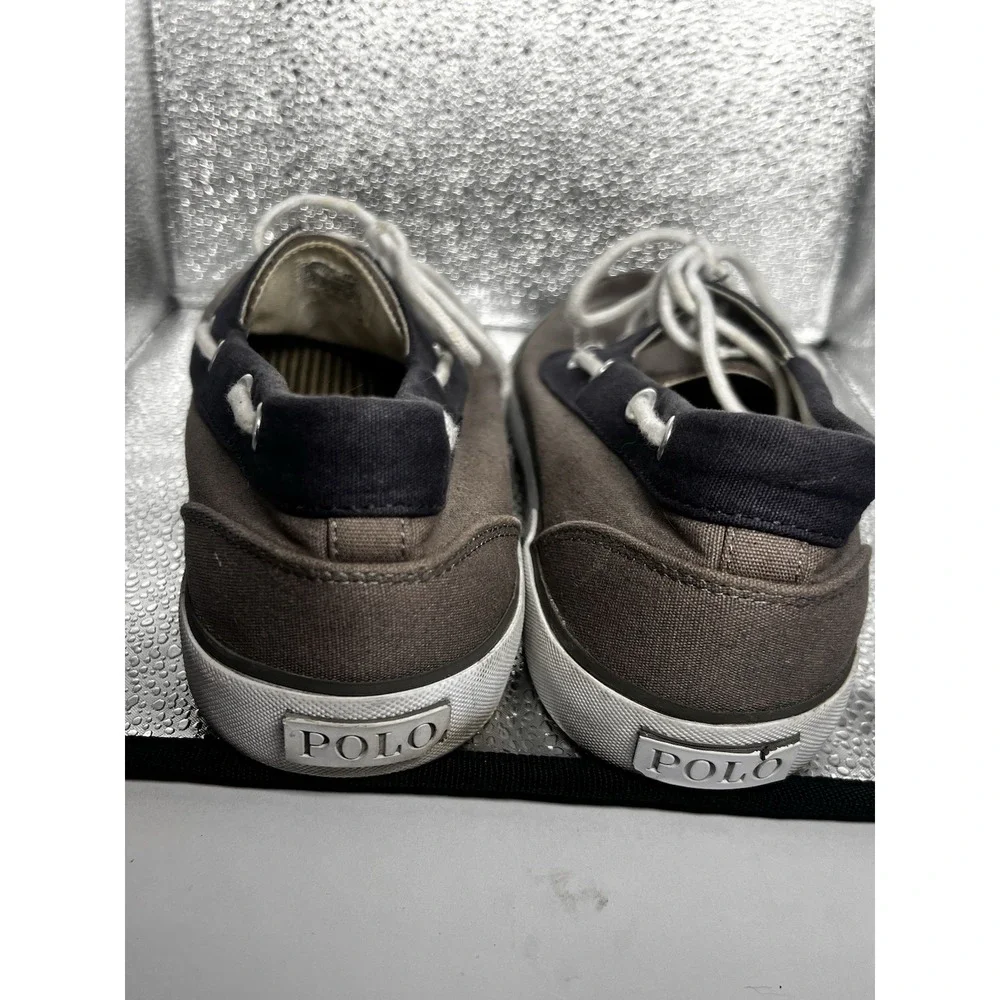 Polo Ralph Lauren Boat Shoes Lander Navy & Khaki  Topsiders Size 10.5 D Canvas